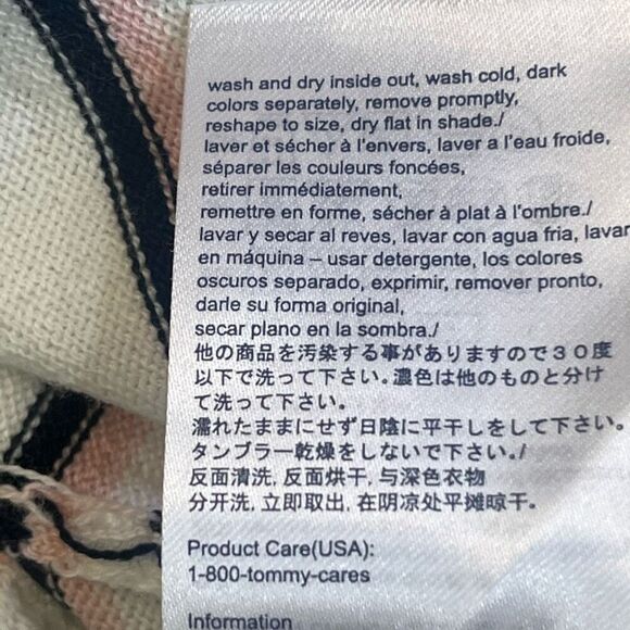 Tommy Hilfiger Woman’s White Pink & Blue Striped Oversized Short Sleeve Sweater - Picture 7 of 7